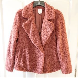 Lauren Conrad Shabby Mauve Fuzzy Teddy Jacket